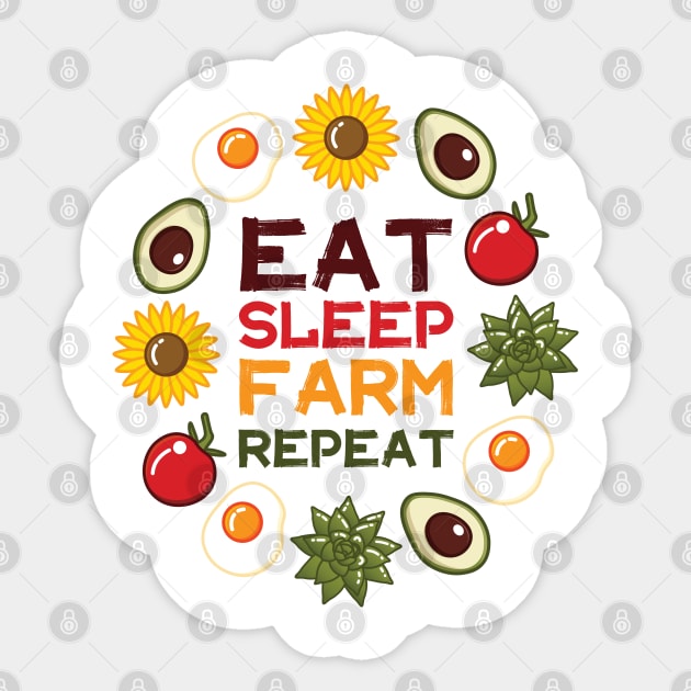 Eat Sleep Farm Repeat | White Sticker by Wintre2